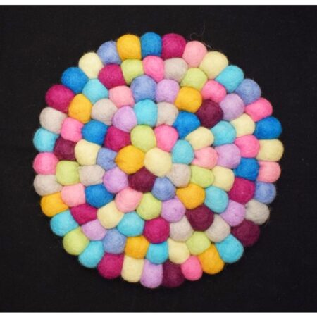 Felt Wool Ball Mat Pastel Mix | Hand Made in Nepal | Multi-colored | Soft | Light weight